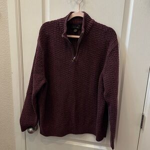 Tasso Elba Maroon Knit heavy Sweater 1/4 Zip XXL